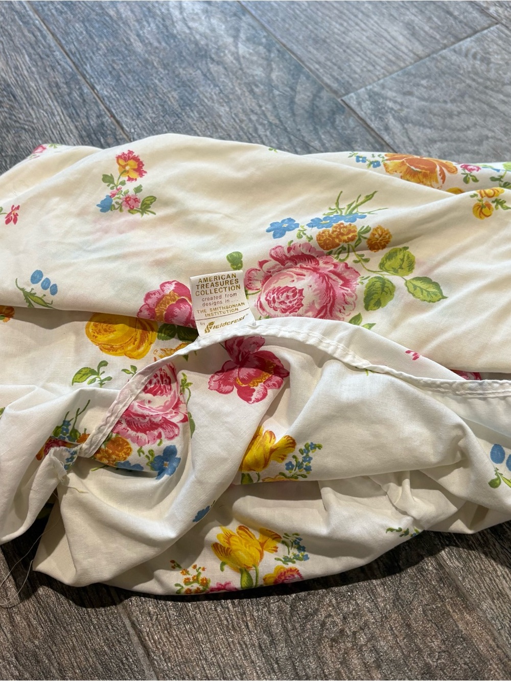 Vtg Fieldcrest Perfection Fitted Sheet Meissen Rose Percale Twin Sz 1970s Floral